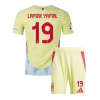 Španielsko Lamine Yamal #19 Vonkajší Detský futbalový dres ME 2024 Krátky Rukáv (+ trenírky)